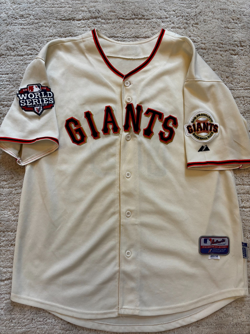 Majestic San Francisco Giants World Series Baseball Jersey Size 50
